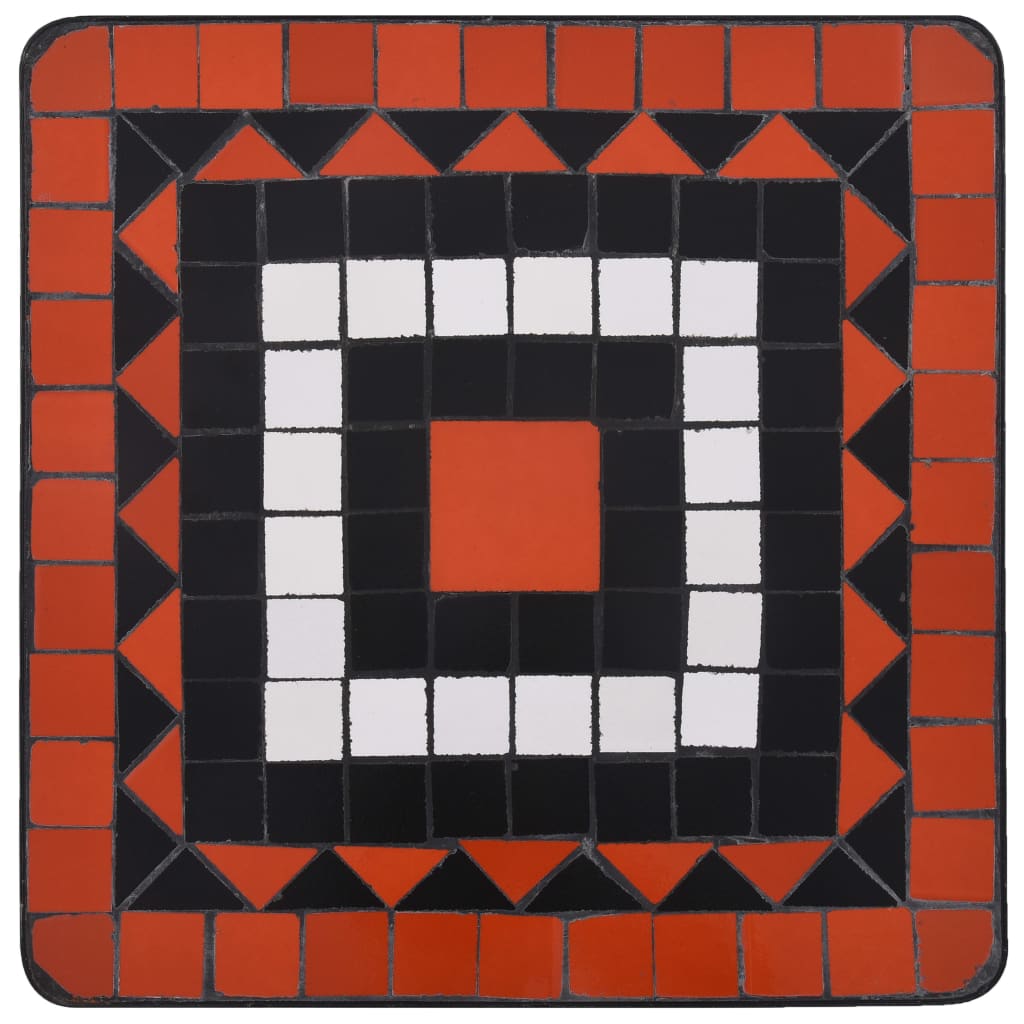 vidaXL Masă laterală cu mozaic, cărămiziu și alb, ceramică