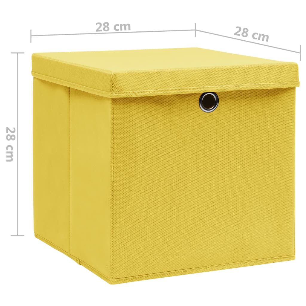 vidaXL Cutii depozitare cu capace, 4 buc., galben, 28x28x28 cm