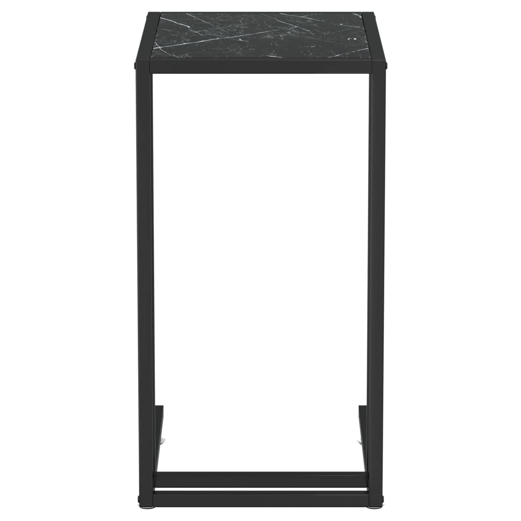 vidaXL Masă laterală de calculator negru marmură 50x35x65 cm sticlă