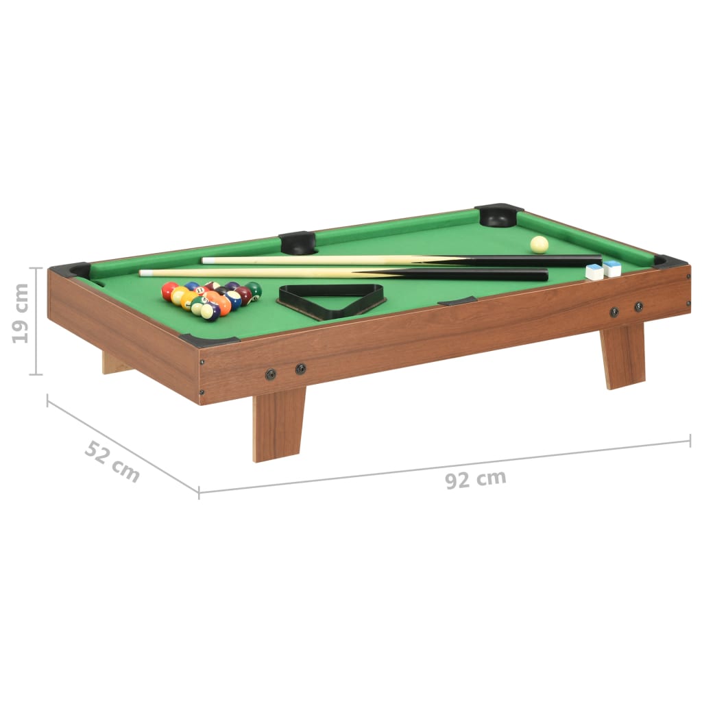 vidaXL Mini masă de biliard, 92 x 52 x 19 cm, maro și verde