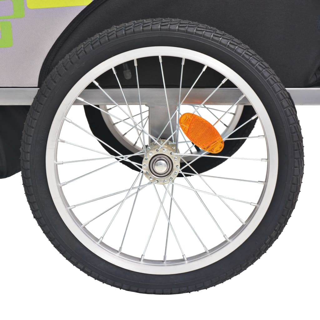 vidaXL Remorcă de bicicletă, gri și verde, 30 kg