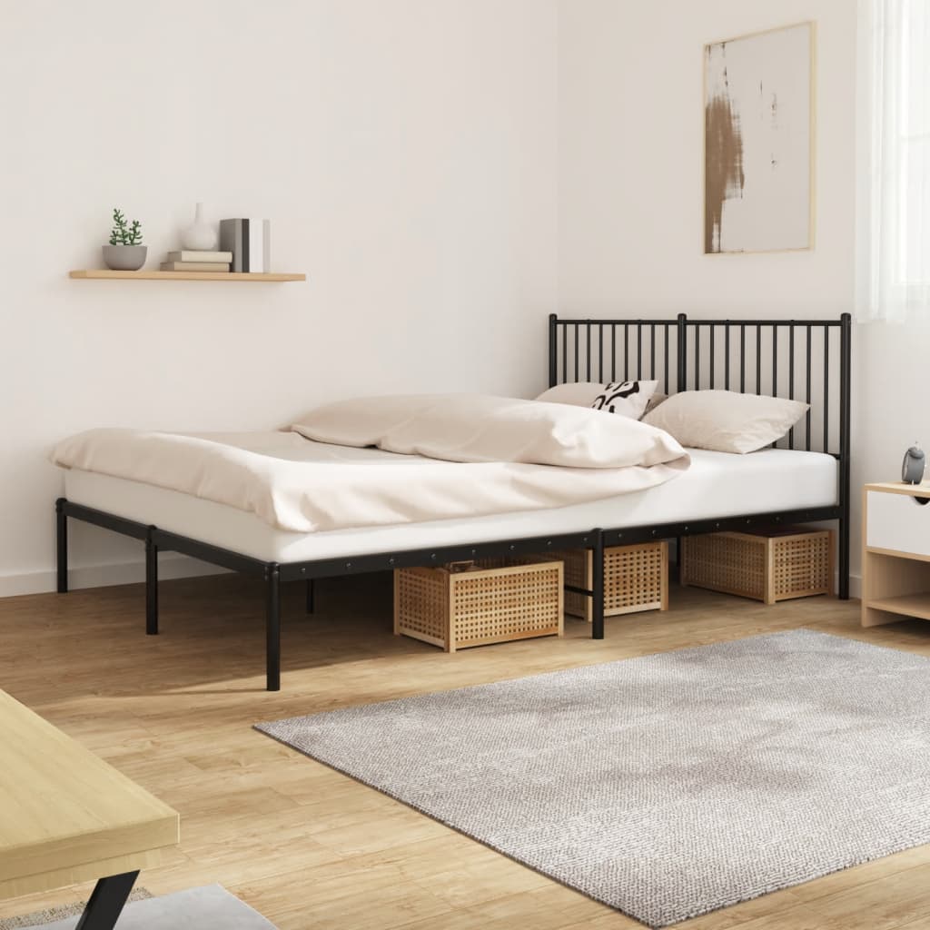 vidaXL Cadru de pat metalic cu tăblie, negru, 160x200 cm