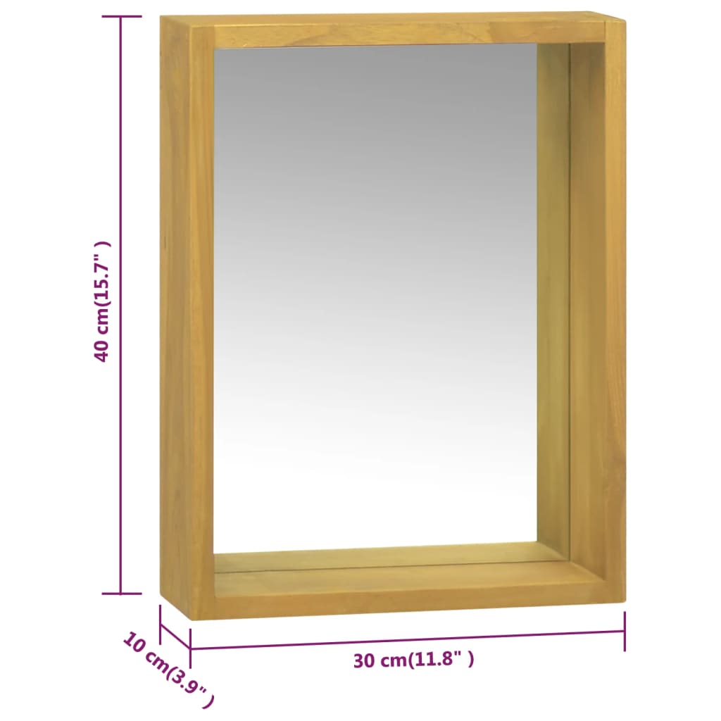 vidaXL Dulap cu oglindă, 30x10x40 cm, lemn masiv de tec