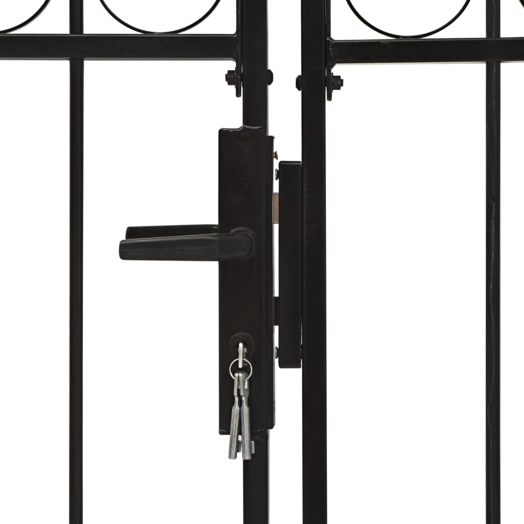 vidaXL Poartă de gard dublă cu vârf în arcadă, negru, 400x200 cm, oțel