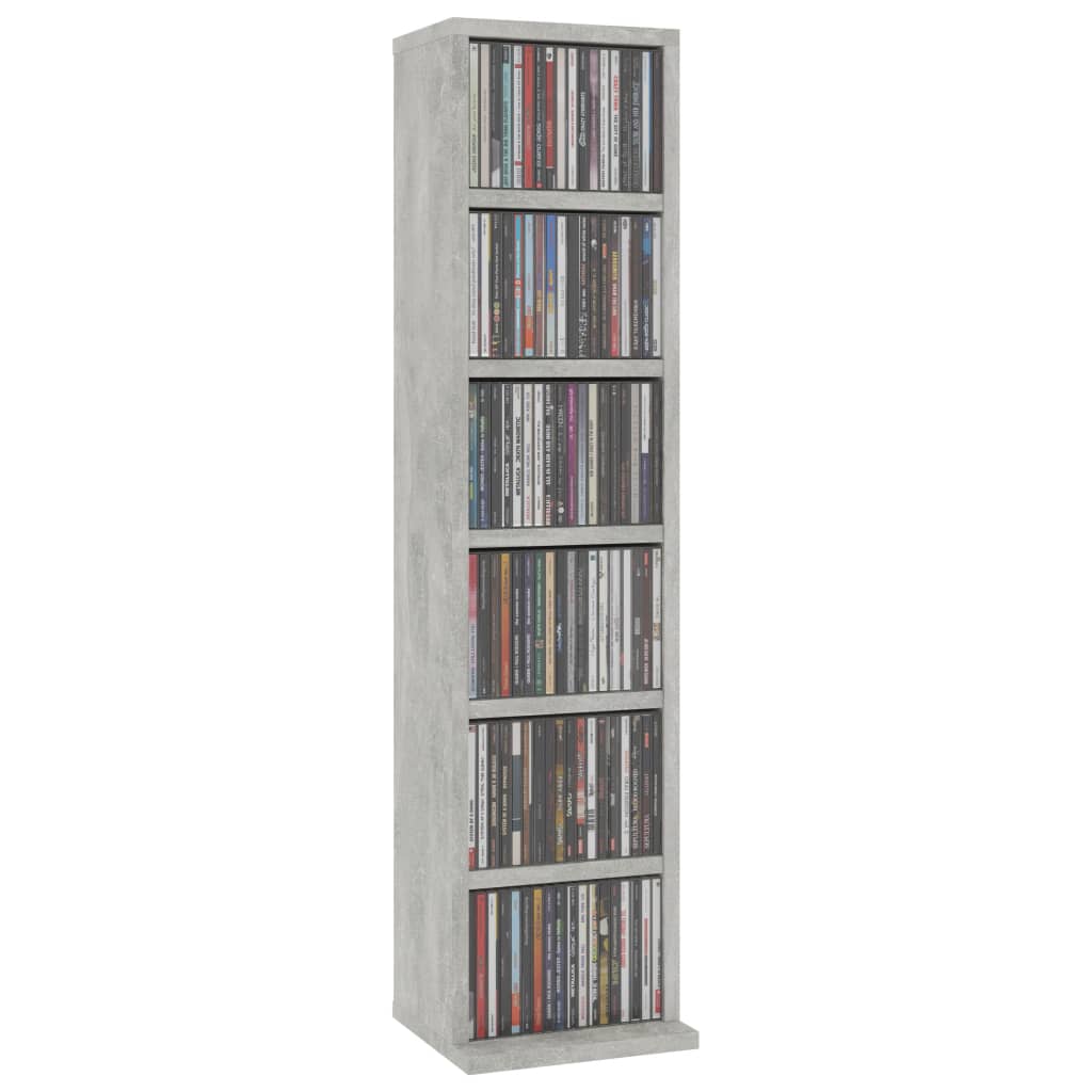 vidaXL Dulap CD-uri, gri beton, 21x20x88 cm, lemn compozit