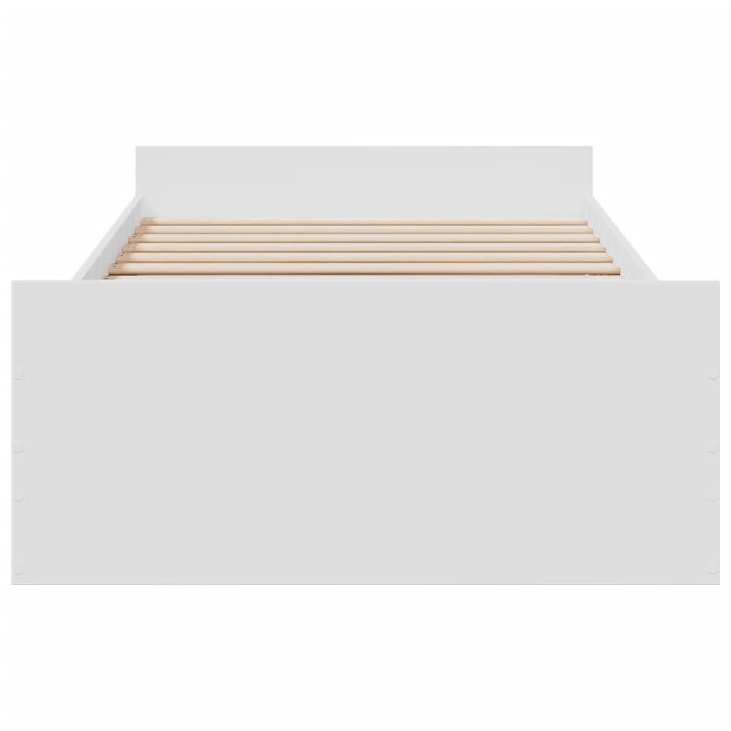 vidaXL Cadru de pat cu sertare, alb, 75x190 cm, lemn prelucrat