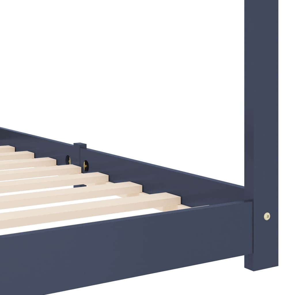 vidaXL Cadru de pat pentru copii, gri, 80 x 160 cm, lemn masiv de pin