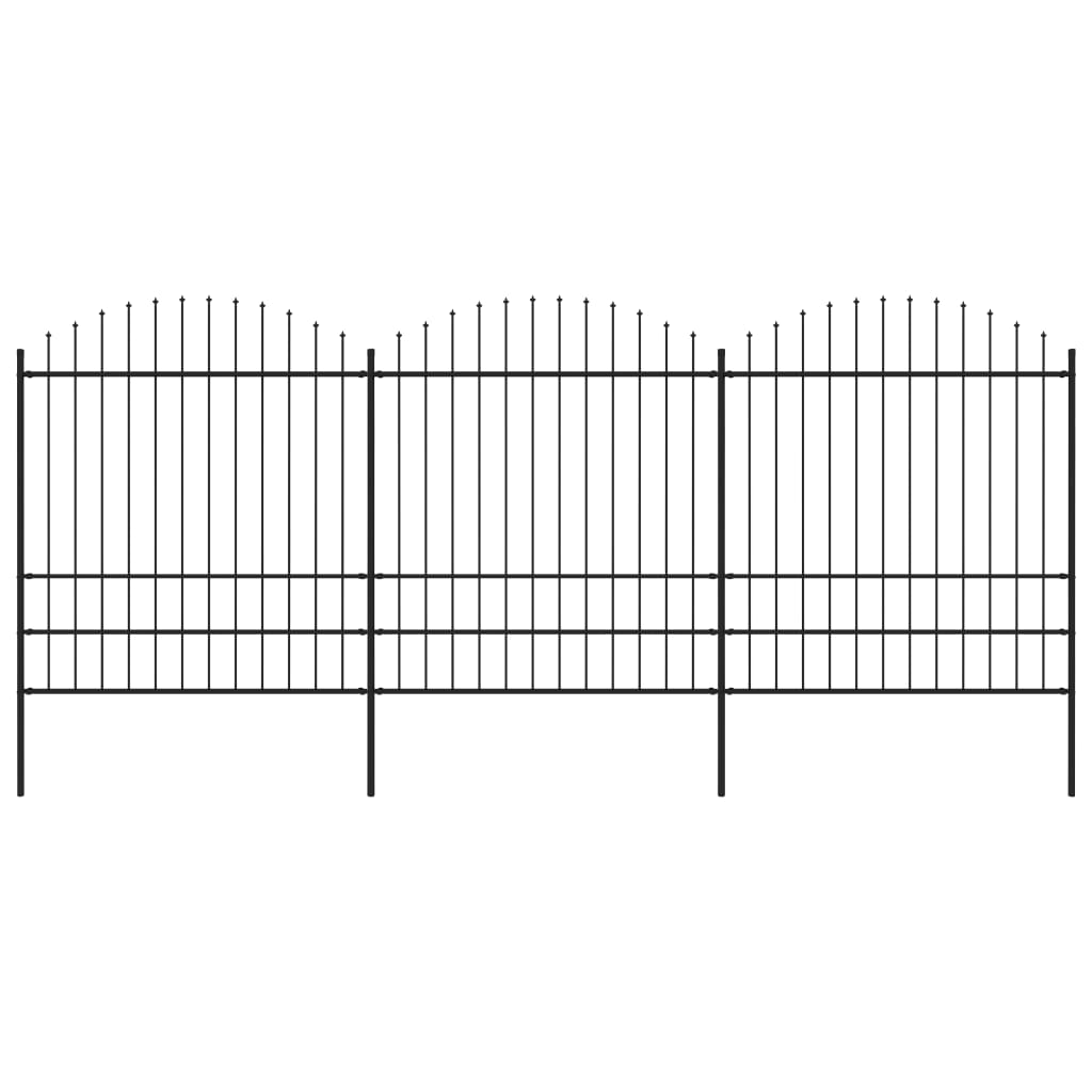 vidaXL Gard de grădină cu vârf suliță, negru, 5,1 m, oțel