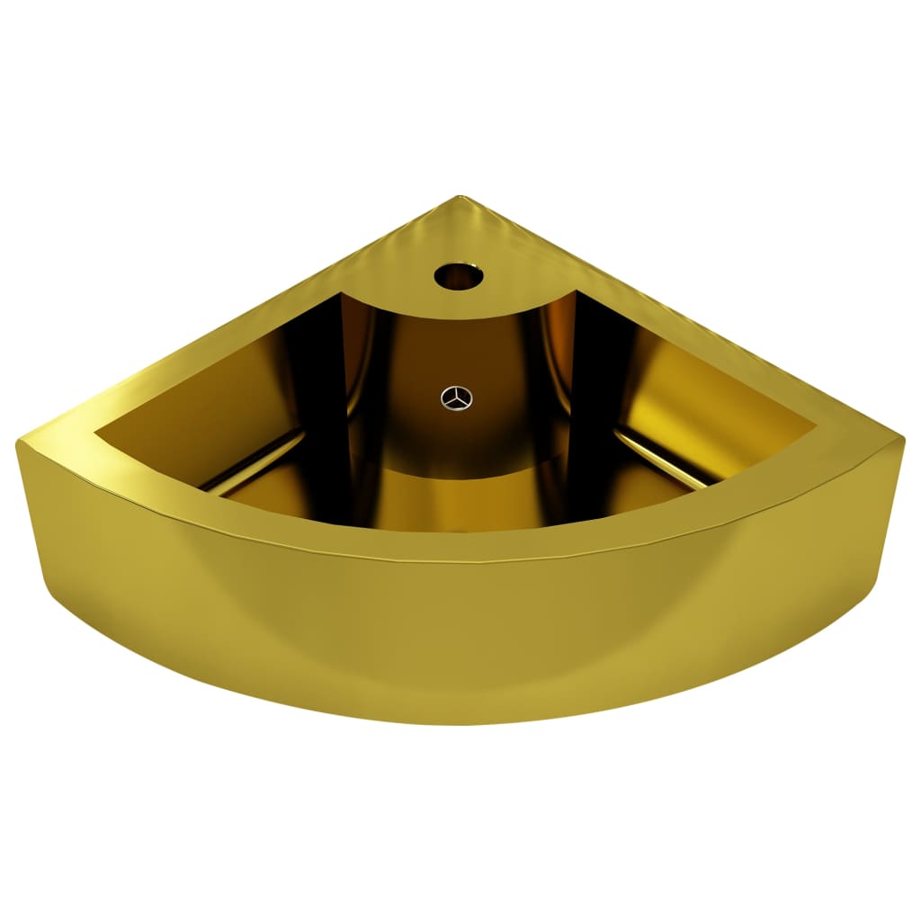 vidaXL Chiuvetă cu preaplin, auriu, 45 x 32 x 12,5 cm, ceramică