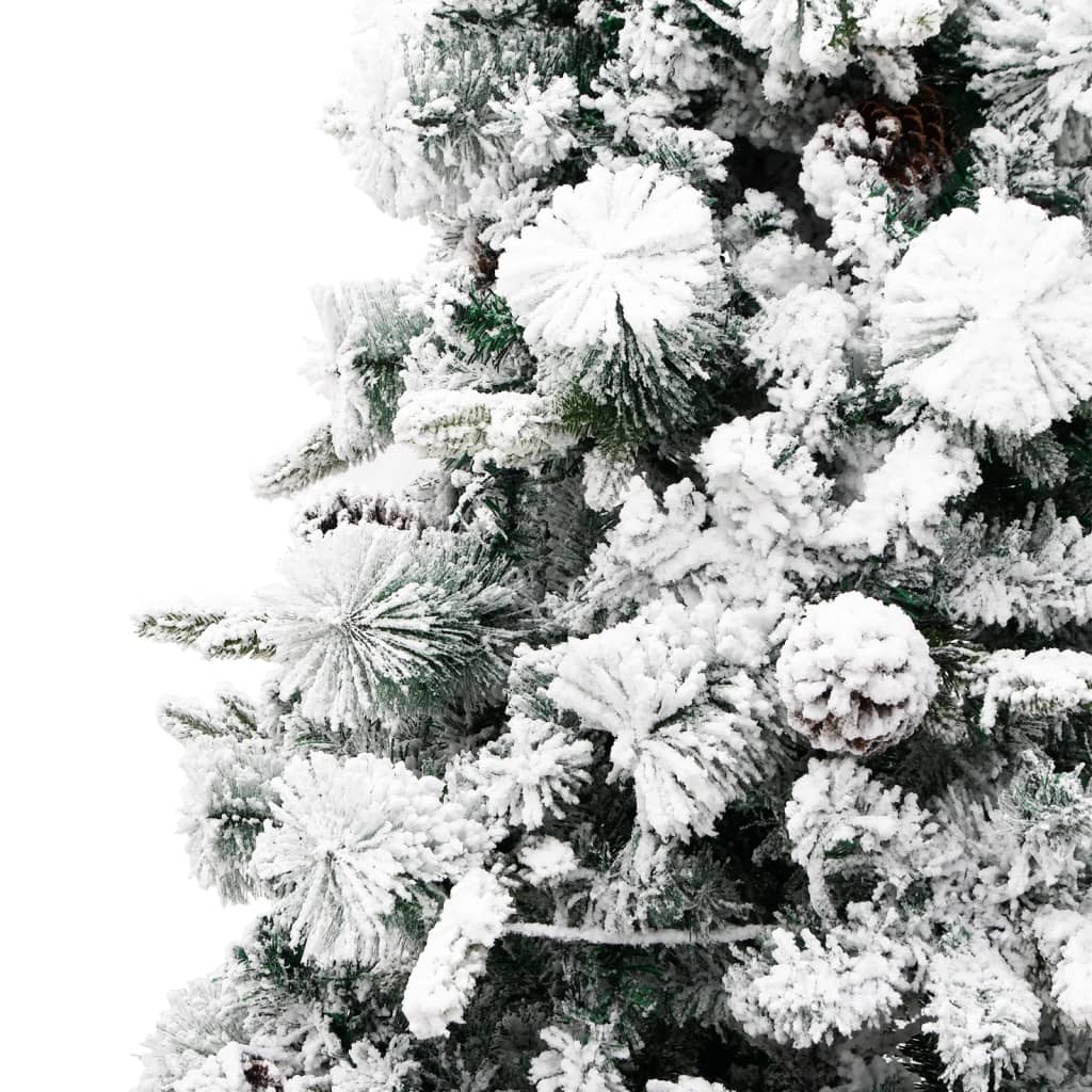 vidaXL Brad de Crăciun pre-iluminat cu zăpadă & conuri, 195 cm, PVC&PE