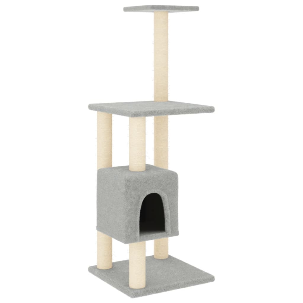 vidaXL Ansamblu pisici, stâlpi din funie sisal, gri deschis, 104 cm