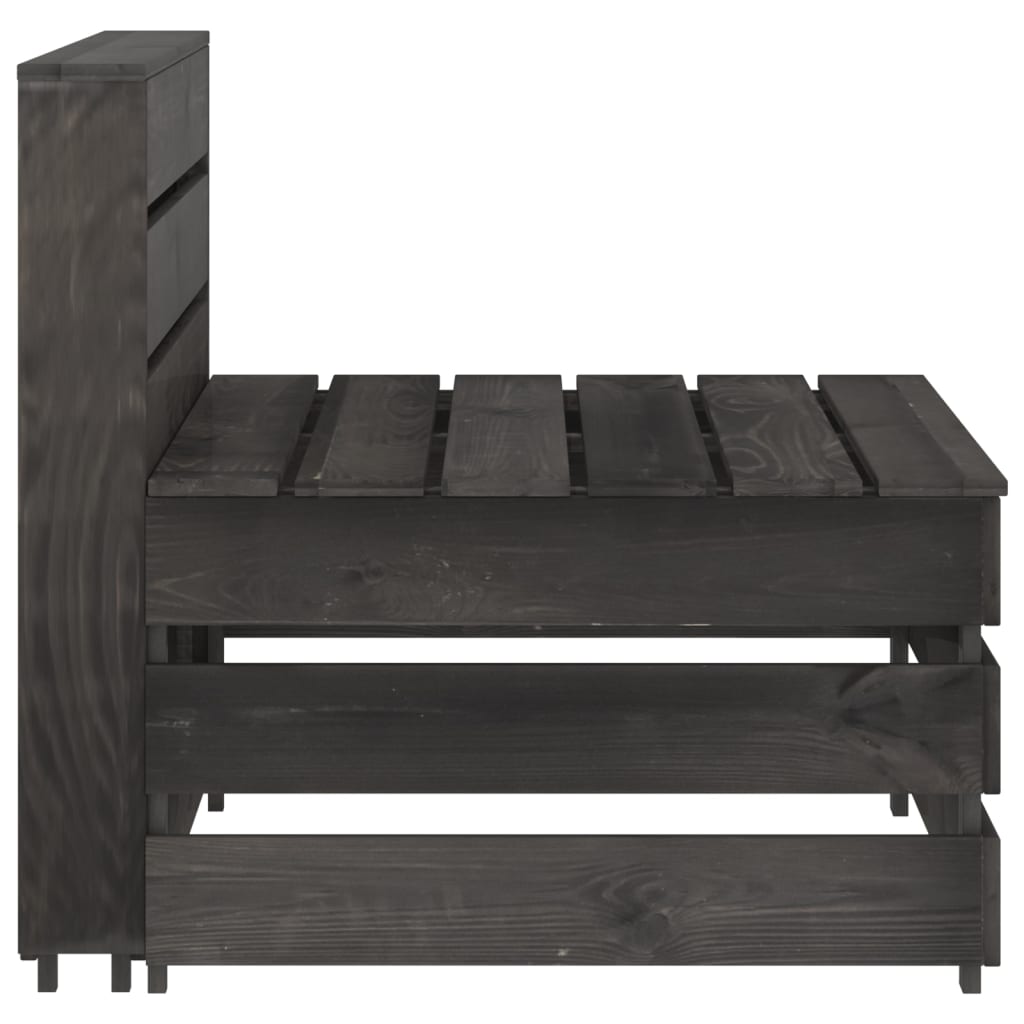 vidaXL Set mobilier de grădină, 7 piese, gri, lemn de pin tratat