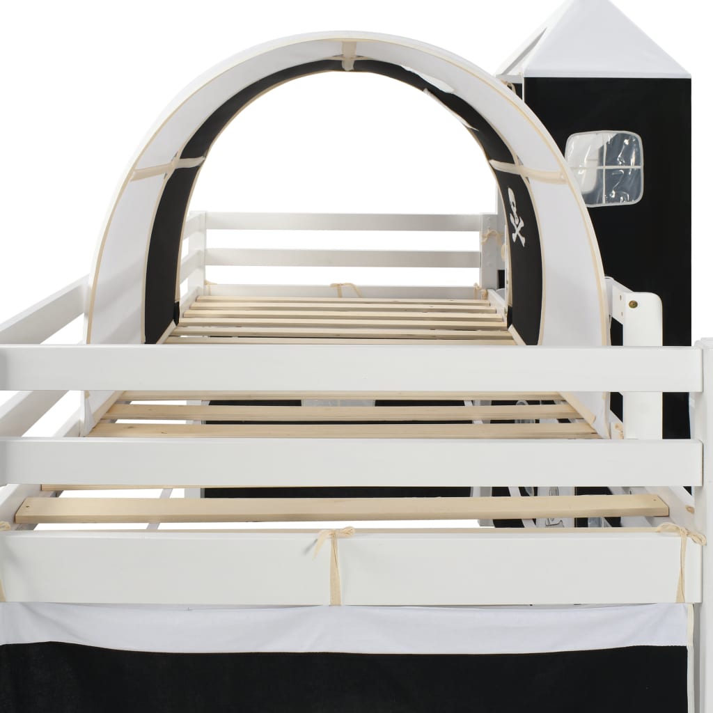 vidaXL Cadru pat etajat copii cu tobogan &amp; scară 97x208cm lemn de pin