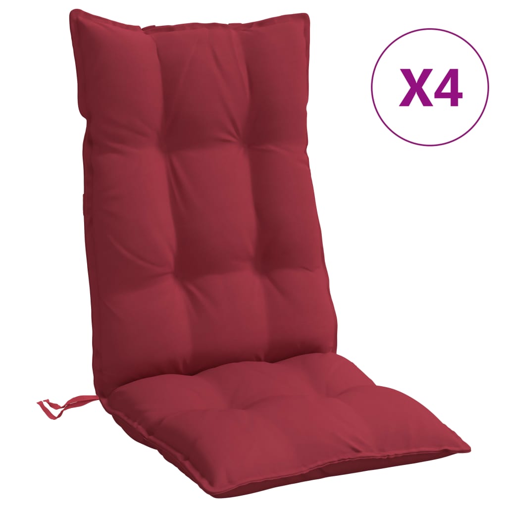 vidaXL Perne scaun cu spătar înalt 4 buc, roșu vin, țesătură Oxford