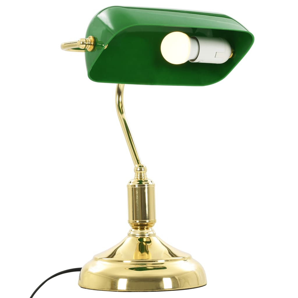 vidaXL Lampă de birou stil bancher, 40 W, verde și auriu