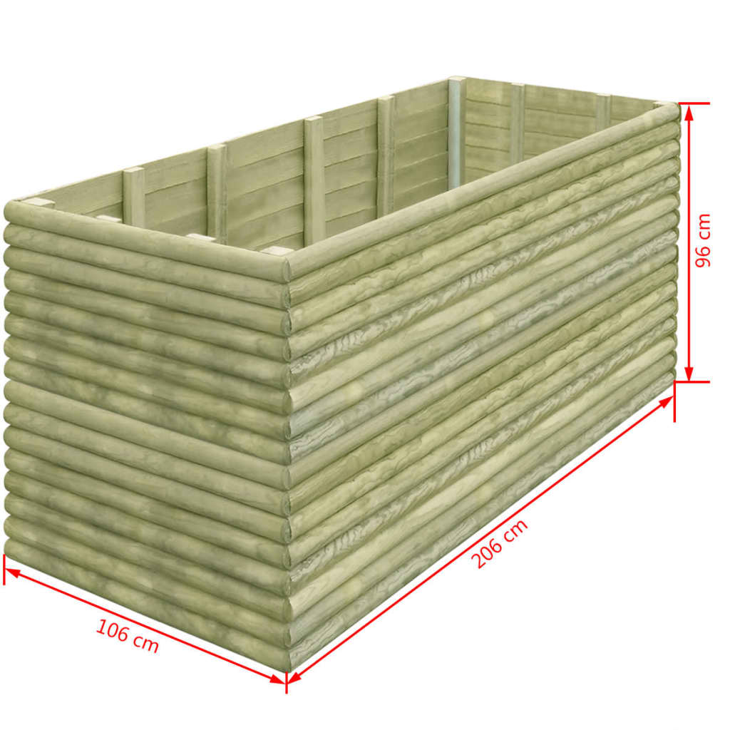 vidaXL Strat înălțat de grădină, 206x106x96 cm, lemn de pin tratat