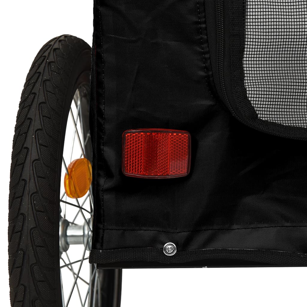 vidaXL Remorcă bicicletă animale companie, negru, textil oxford/fier