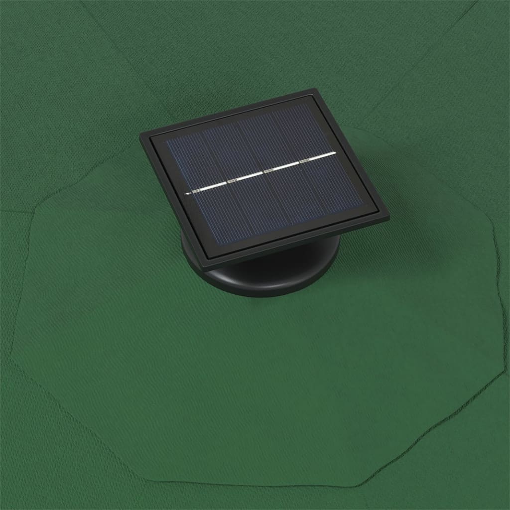 vidaXL Umbrelă soare LED montaj pe perete stâlp metal verde 300 cm