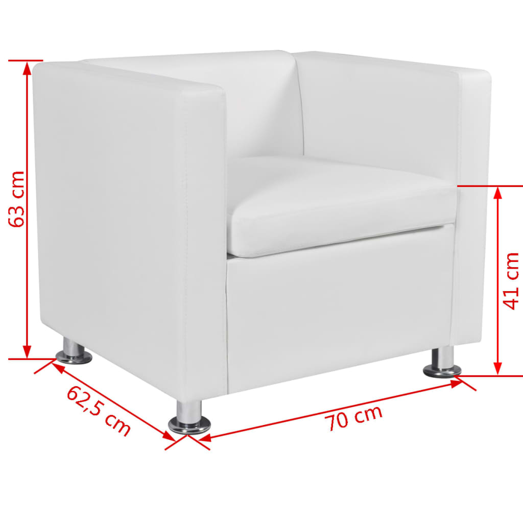 vidaXL Set canapele 3 și 2 locuri și fotoliu, alb, piele artificială