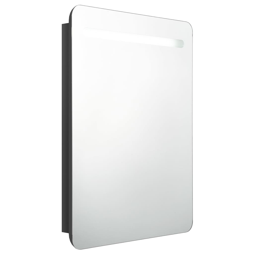 vidaXL Dulap de baie oglindă și LED, negru strălucitor, 60x11x80 cm