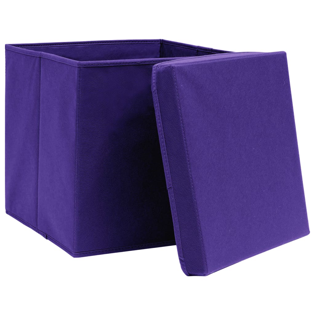 vidaXL Cutii depozitare cu capace 4 buc. violet, 32x32x32 cm, textil