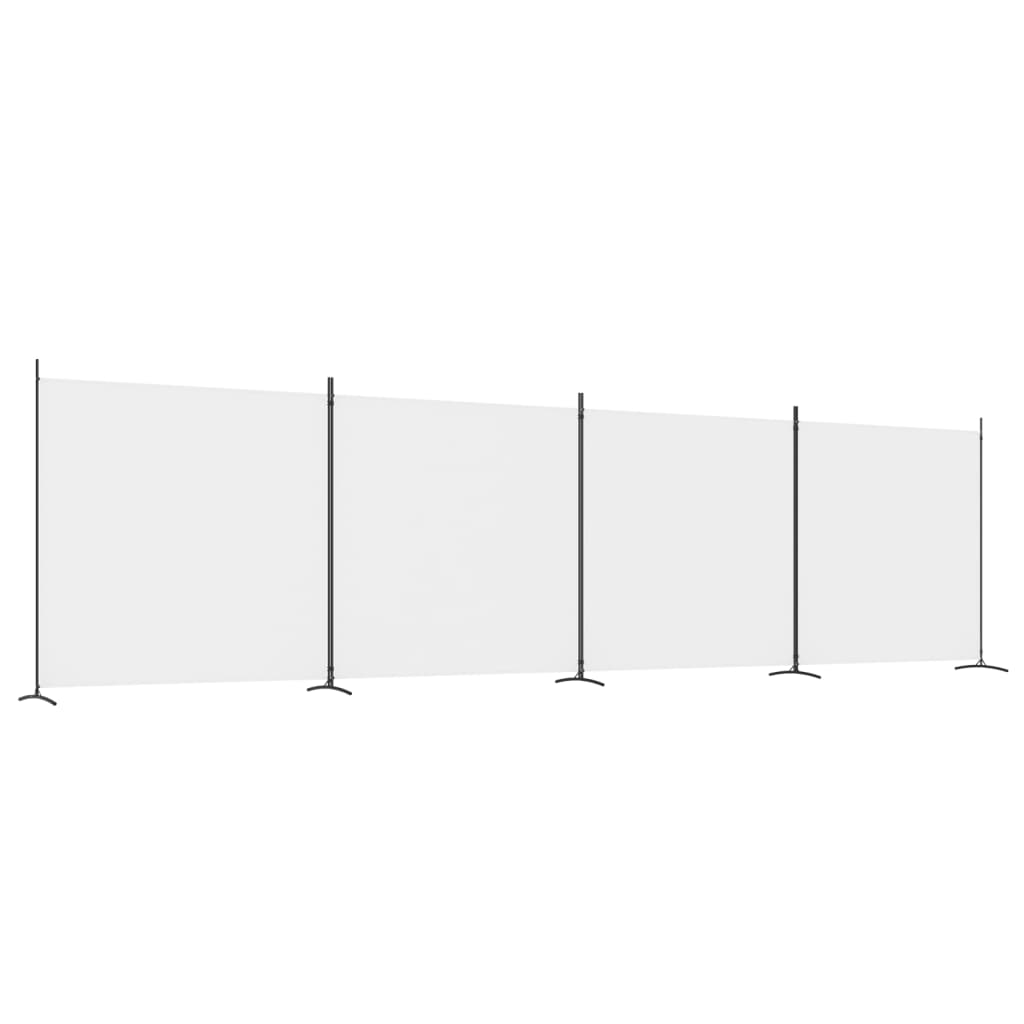 vidaXL Paravan de cameră cu 4 panouri, alb, 698x180 cm, textil