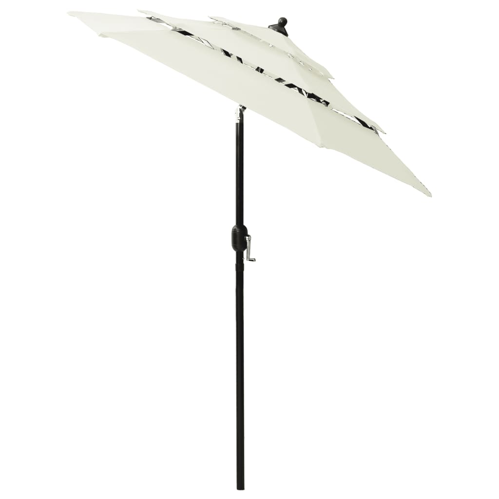 vidaXL Umbrelă de soare 3 niveluri, stâlp de aluminiu, nisipiu, 2 m