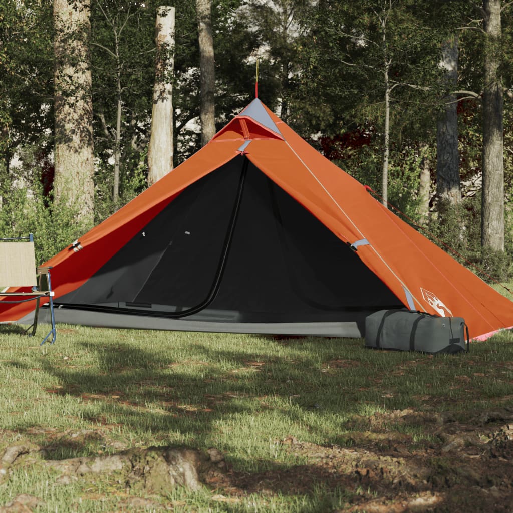 vidaXL Cort de camping tipi 1 persoană, gri/portocaliu, impermeabil