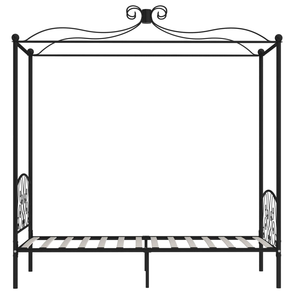 vidaXL Cadru de pat cu baldachin, negru, 90 x 200 cm, metal