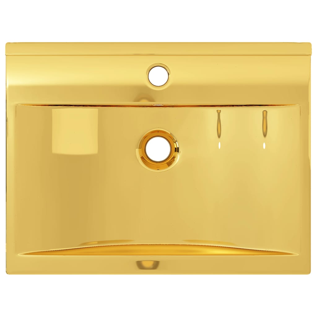 vidaXL Chiuvetă cu preaplin, auriu, 60x46x16 cm, ceramică