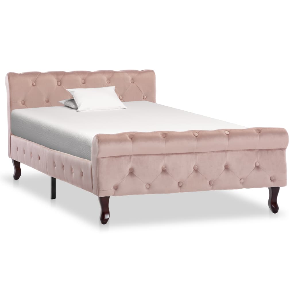 vidaXL Cadru de pat, roz, 100 x 200 cm, catifea