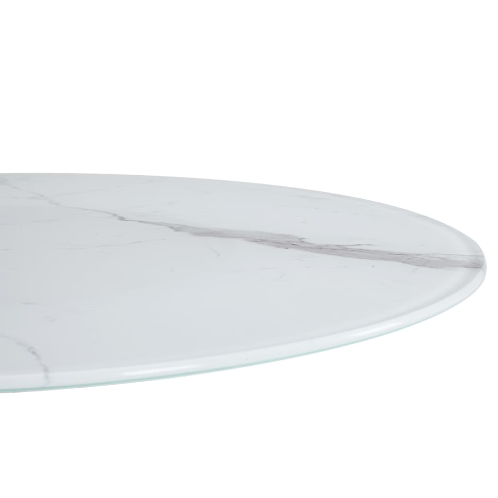 vidaXL Blat de masă, alb, Ø80 cm, sticlă cu textură de marmură