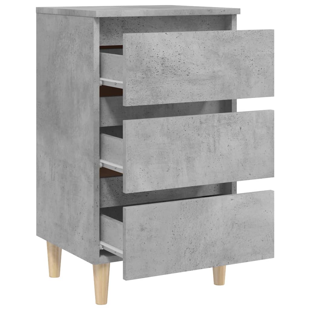vidaXL Noptieră cu picioare lemn masiv, gri beton, 40x35x69 cm