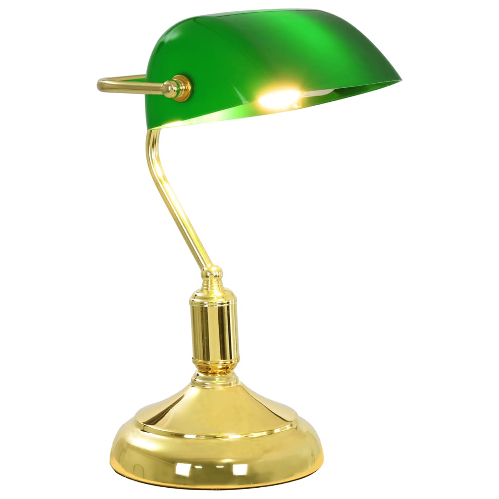 vidaXL Lampă de birou stil bancher, 40 W, verde și auriu