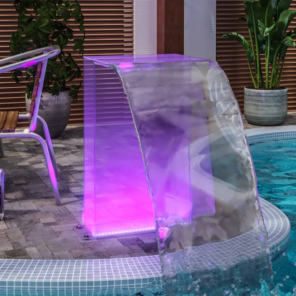 vidaXL Fântână piscină cu LED-uri RGB, set de conectori acrilic 51 cm