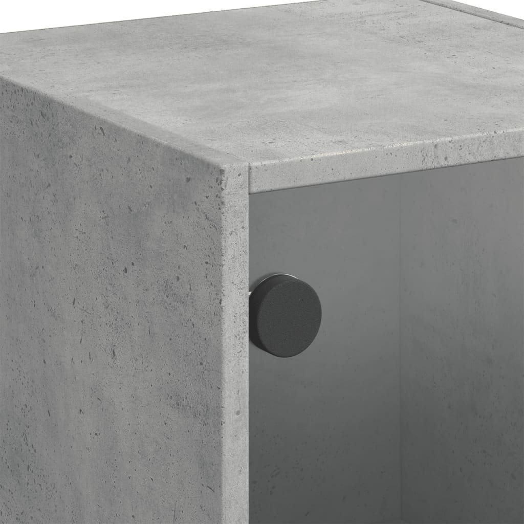 vidaXL Dulap cu uși din sticlă, gri beton, 35x37x109 cm