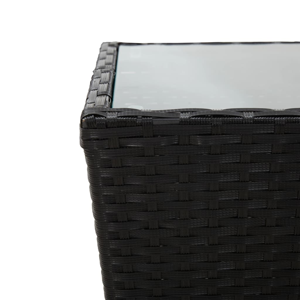 vidaXL Masă de ceai negru 41,5x41,5x43 cm poliratan sticlă securizată