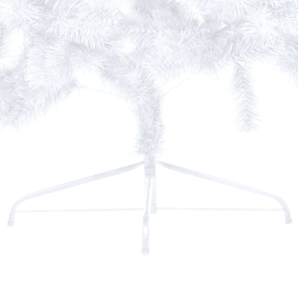 vidaXL Jumătate brad Crăciun pre-iluminat cu suport, alb, 180 cm, PVC