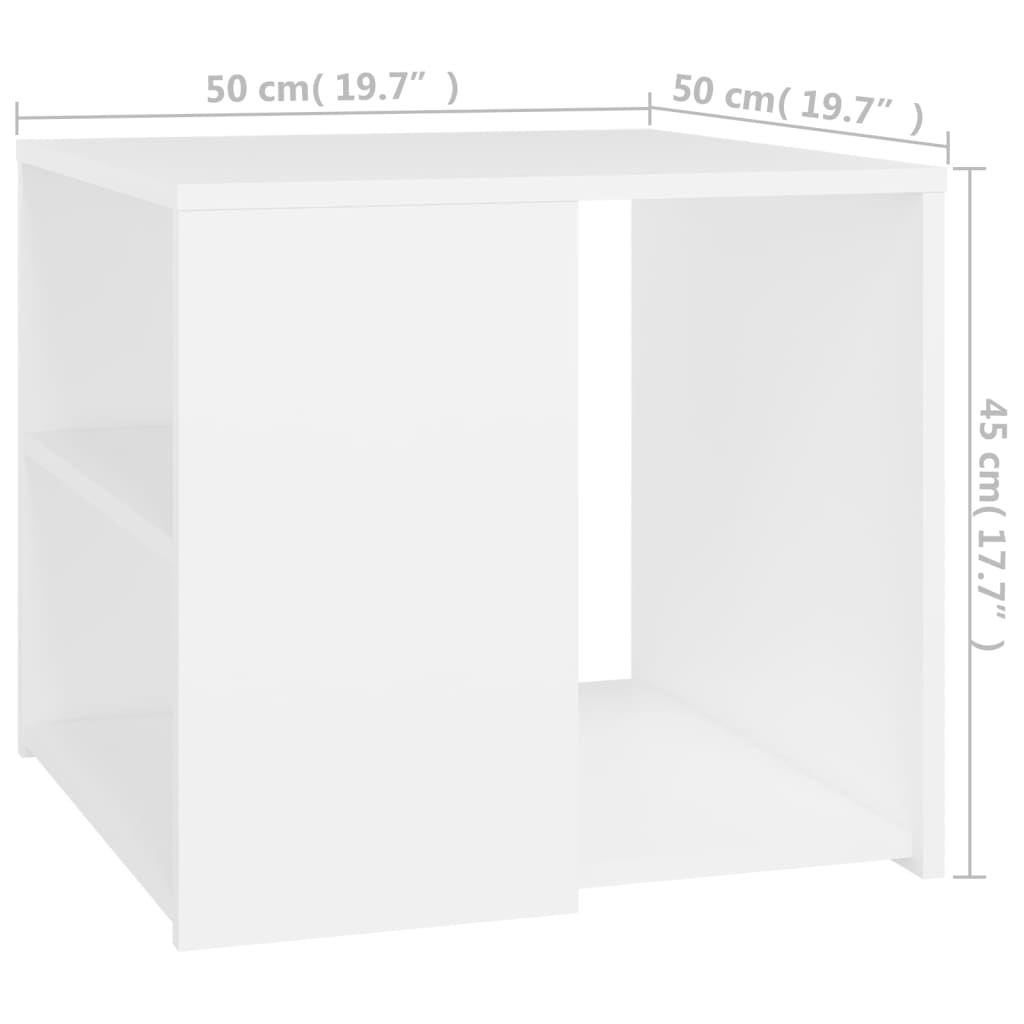 vidaXL Masă laterală, alb, 50x50x45 cm, PAL