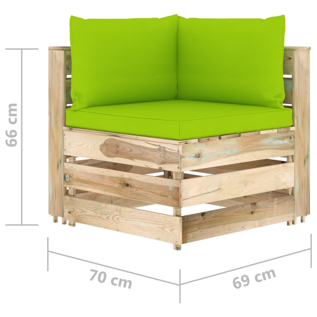 vidaXL Set mobilier de grădină cu perne, 9 piese, lemn verde tratat