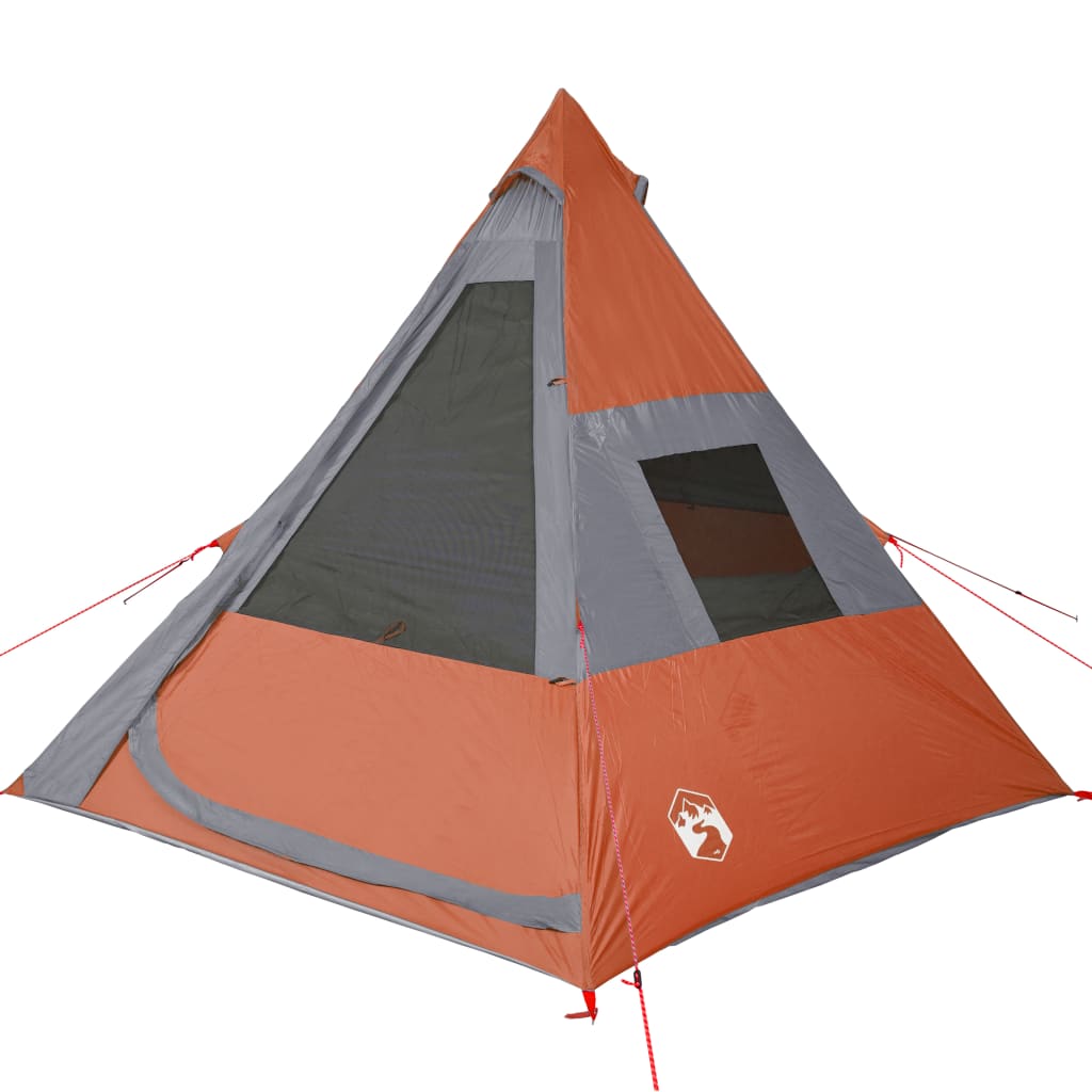 vidaXL Cort de camping tipi 7 persoane, gri/portocaliu, impermeabil