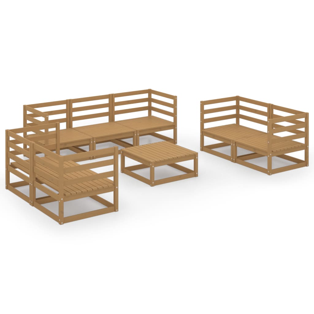 vidaXL Set mobilier de grădină, 8 piese, maro miere, lemn masiv de pin