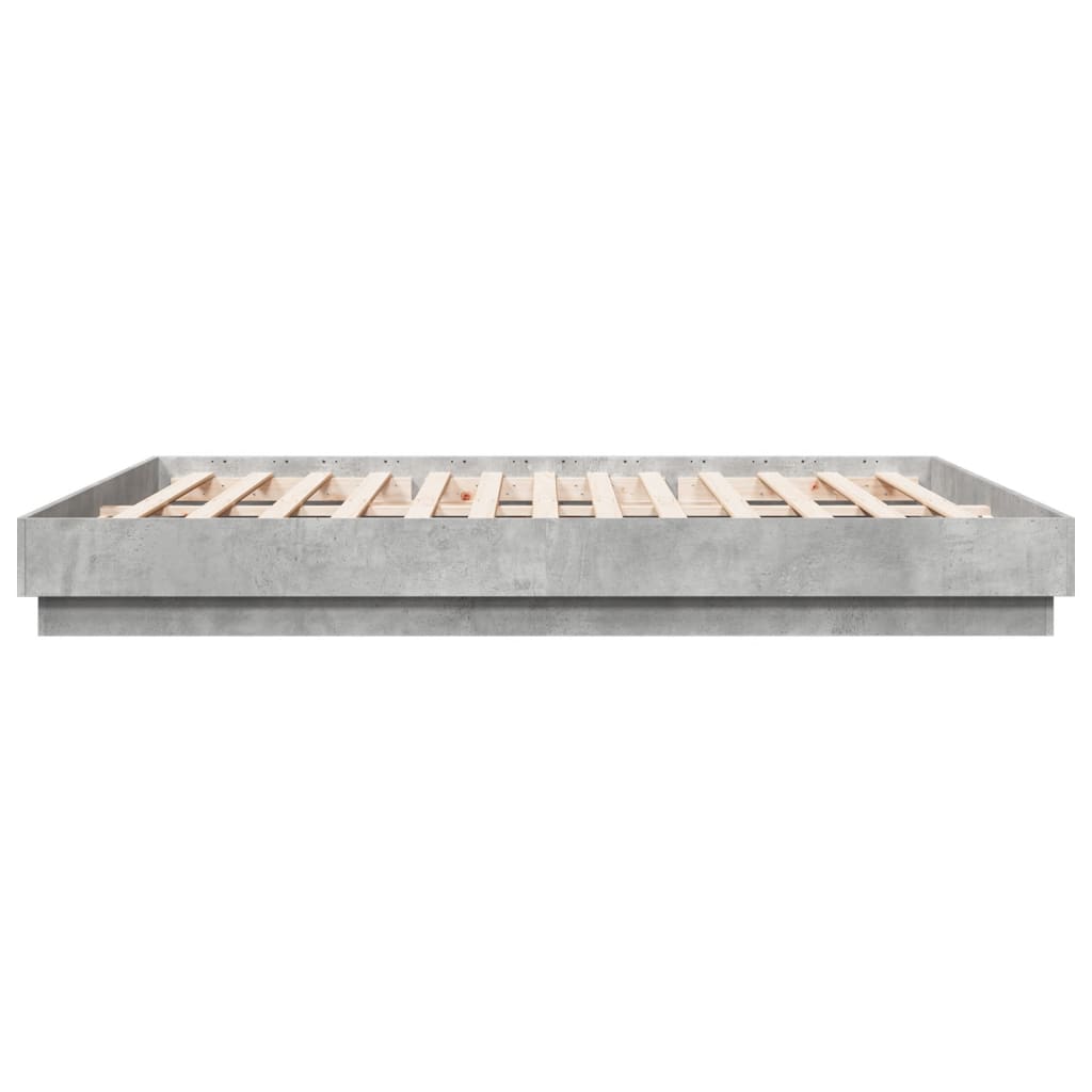 vidaXL Cadru de pat cu lumini LED, gri beton, 180x200 cm