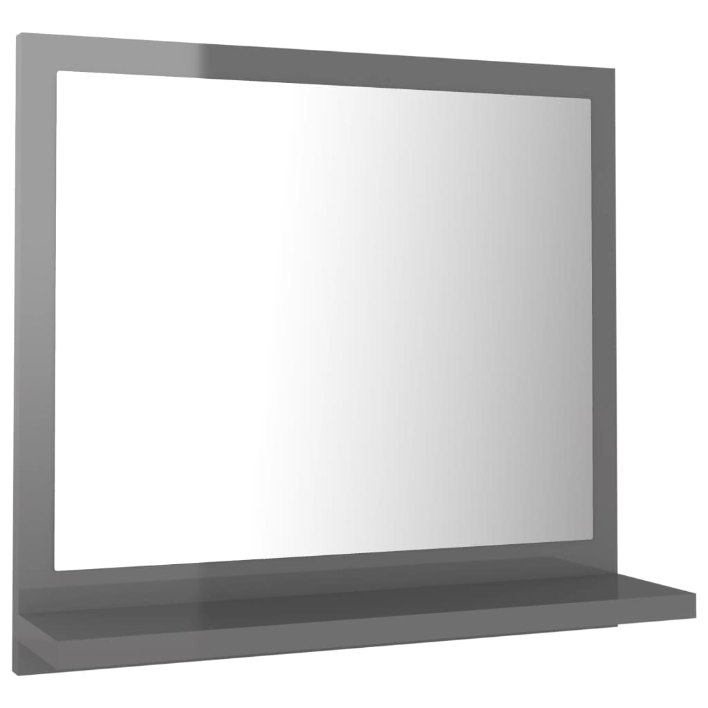 vidaXL Oglindă de baie, gri extralucios, 40 x 10,5 x 37 cm, PAL