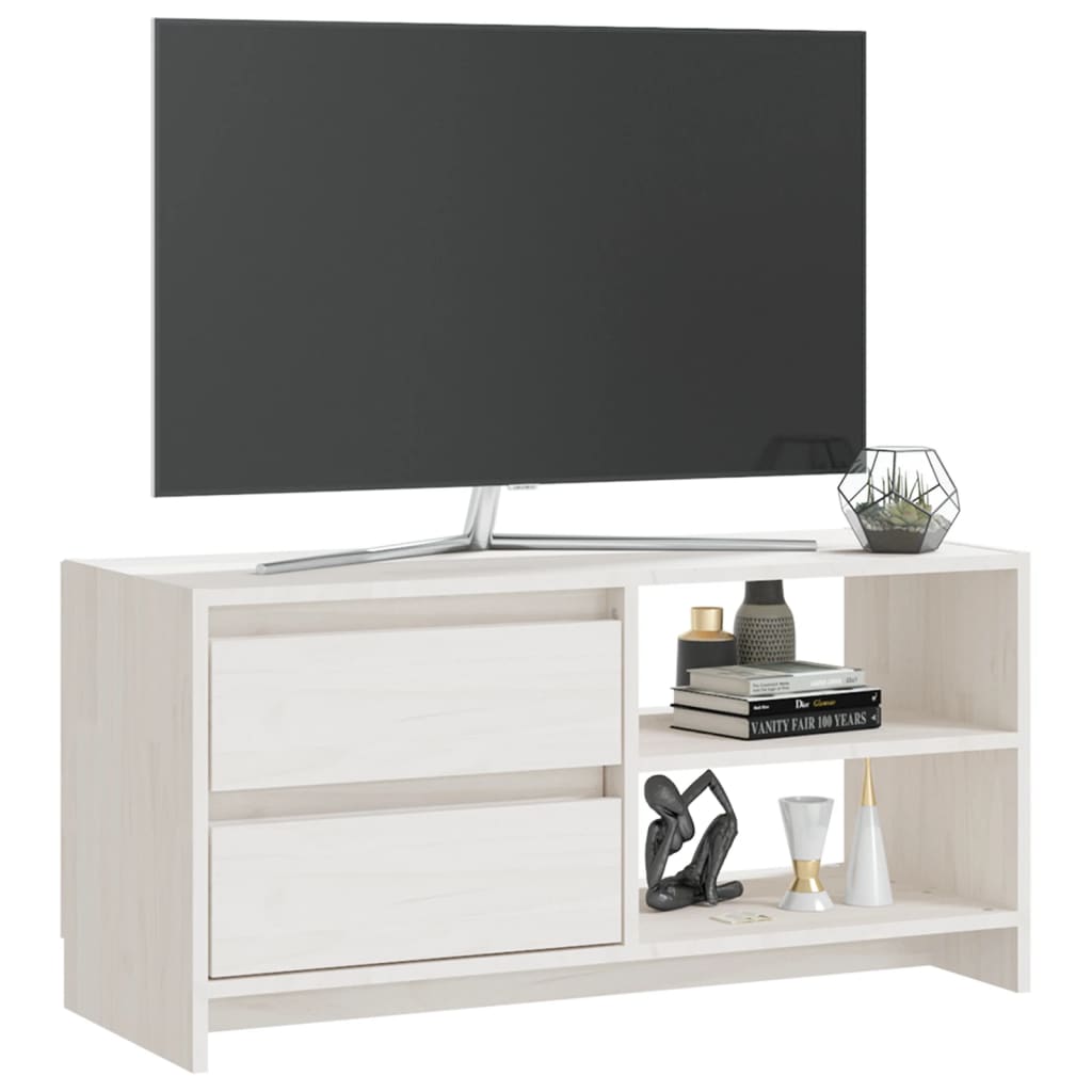 vidaXL Comodă TV, alb, 80x31x39 cm, lemn masiv de pin