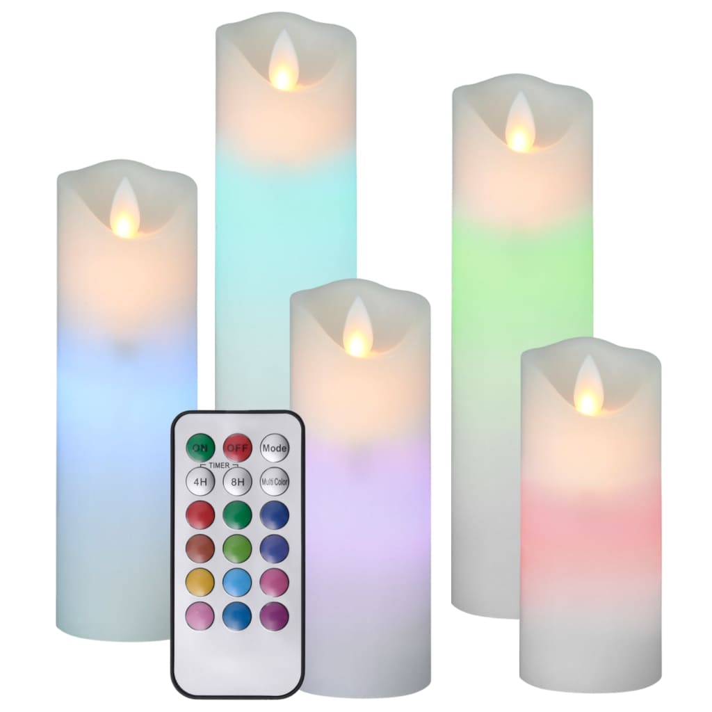 vidaXL Set lumânări electrice cu LED și telecomandă, 5 buc., colorat