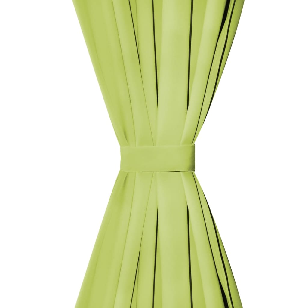 vidaXL Draperii micro-satin cu bride, 2 buc, 140 x 225 cm, verde