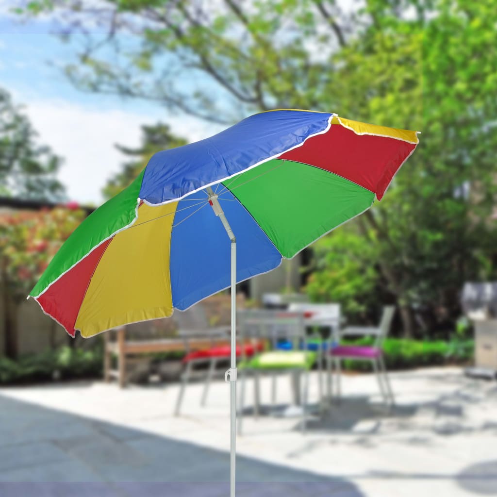 HI Umbrelă de soare de plajă, multicolor, 150 cm