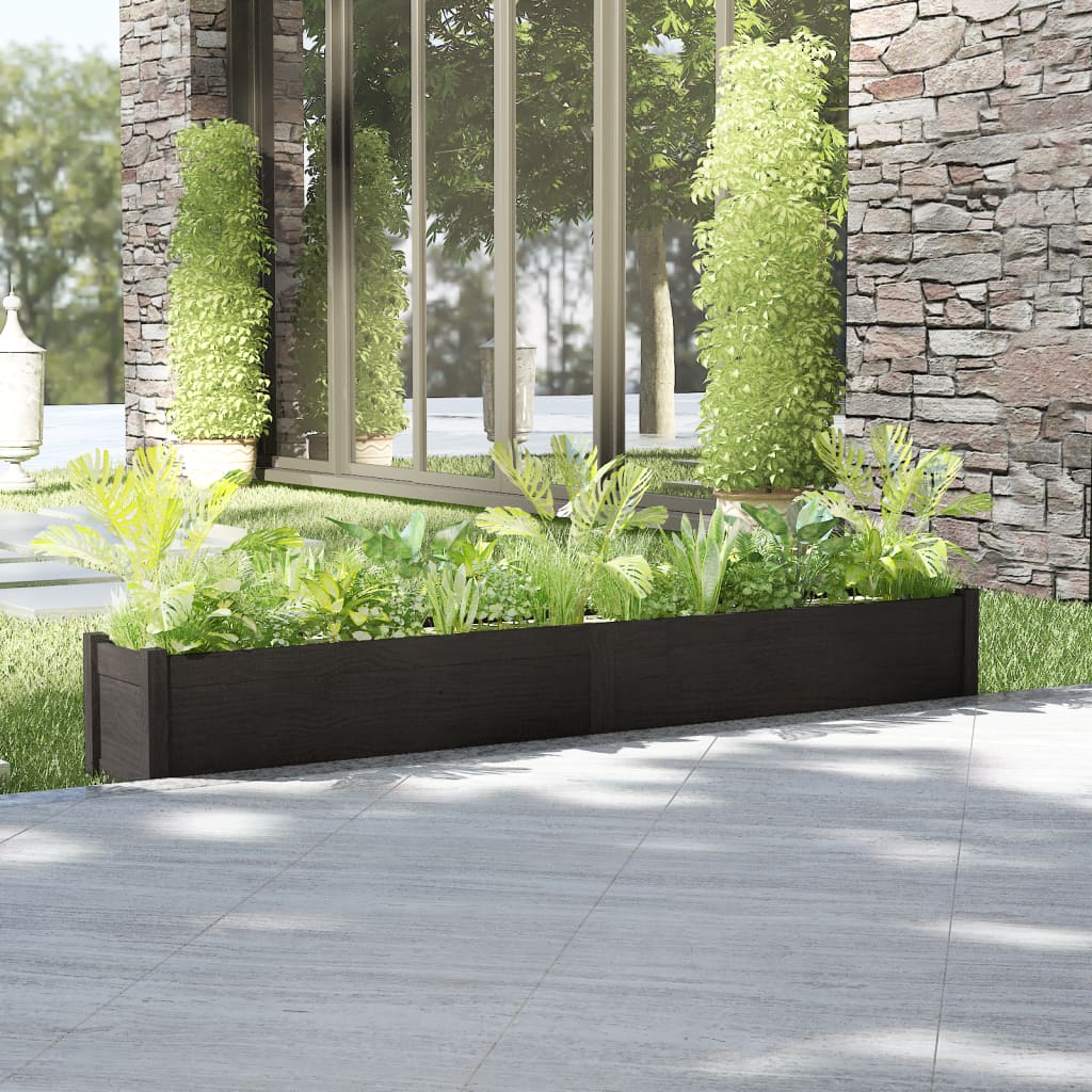 vidaXL Jardinieră de grădină, negru, 200x31x31 cm, lemn masiv de pin