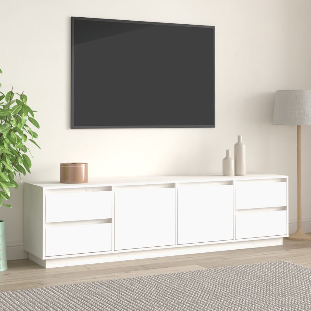 vidaXL Comodă TV, alb, 176x37x47,5 cm, lemn masiv de pin